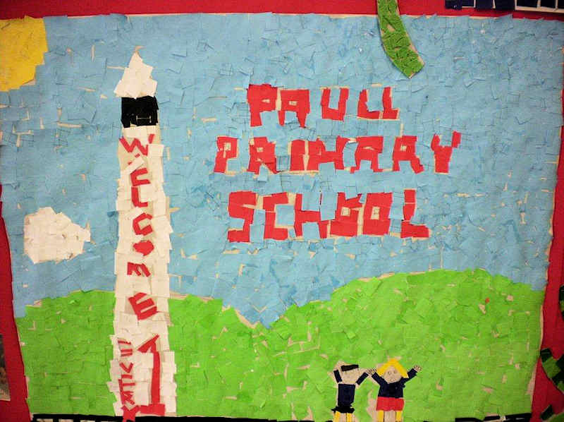 The children created a design for the final mosaic