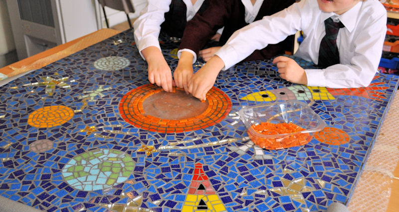 preparatory space mosaic in progress